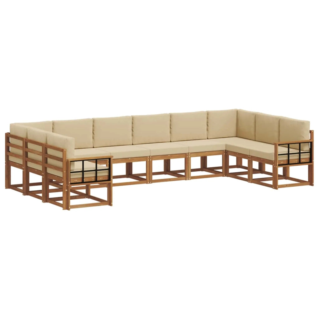 Set di divani da esterno con cuscino 10 pcs Naturale e Beige 3367066