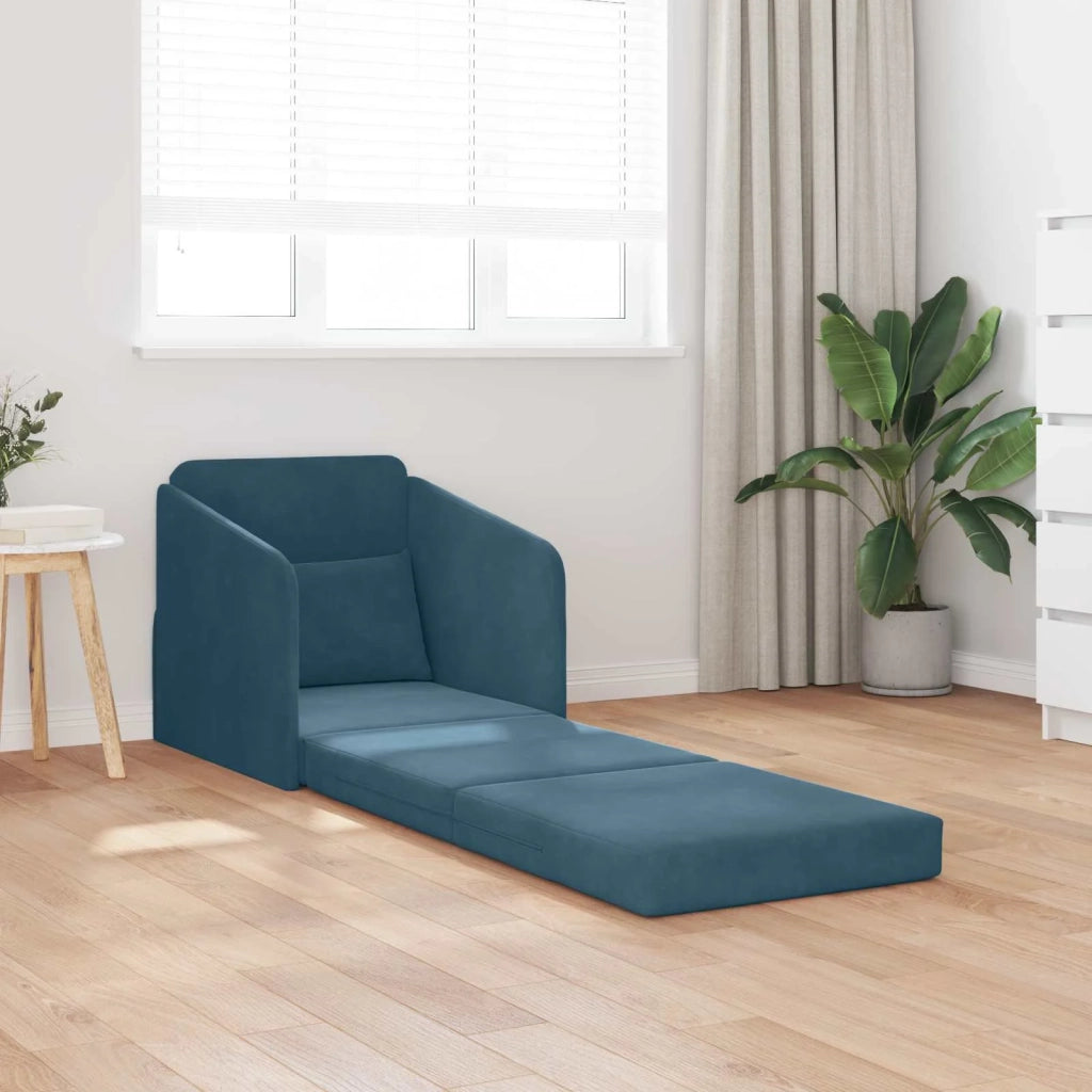 Divano letto | Sof¨¤ letto | Letto singolo Blu 65 x 80 x 83 cm Velluto