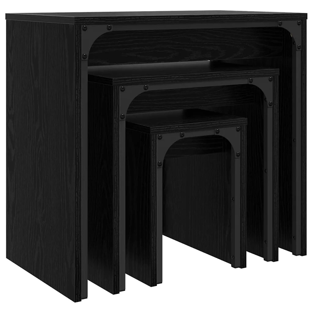 Tavolino da salotto 3 pcs Rovere Nero Legno multistrato 883536