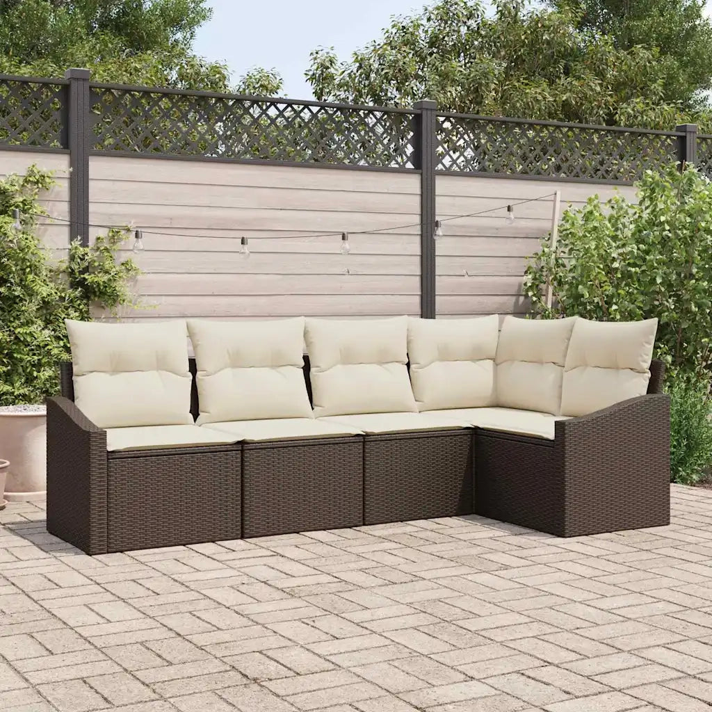 Set di divani con cuscino 5 pcs Marrone polyrattan 3346718