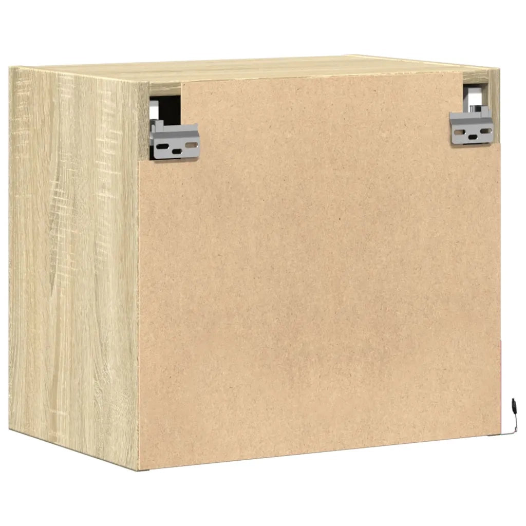 Comodini a Parete con luci LED 2 pz Rovere Sonoma 852080