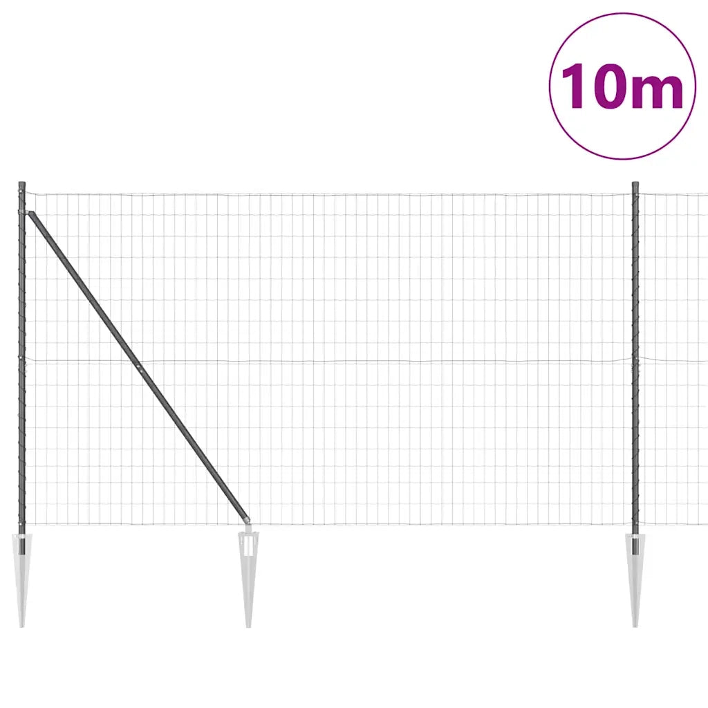 Recinzione con Posto Grigio 1,6 x 10 m Acciaio e PVC 3350649