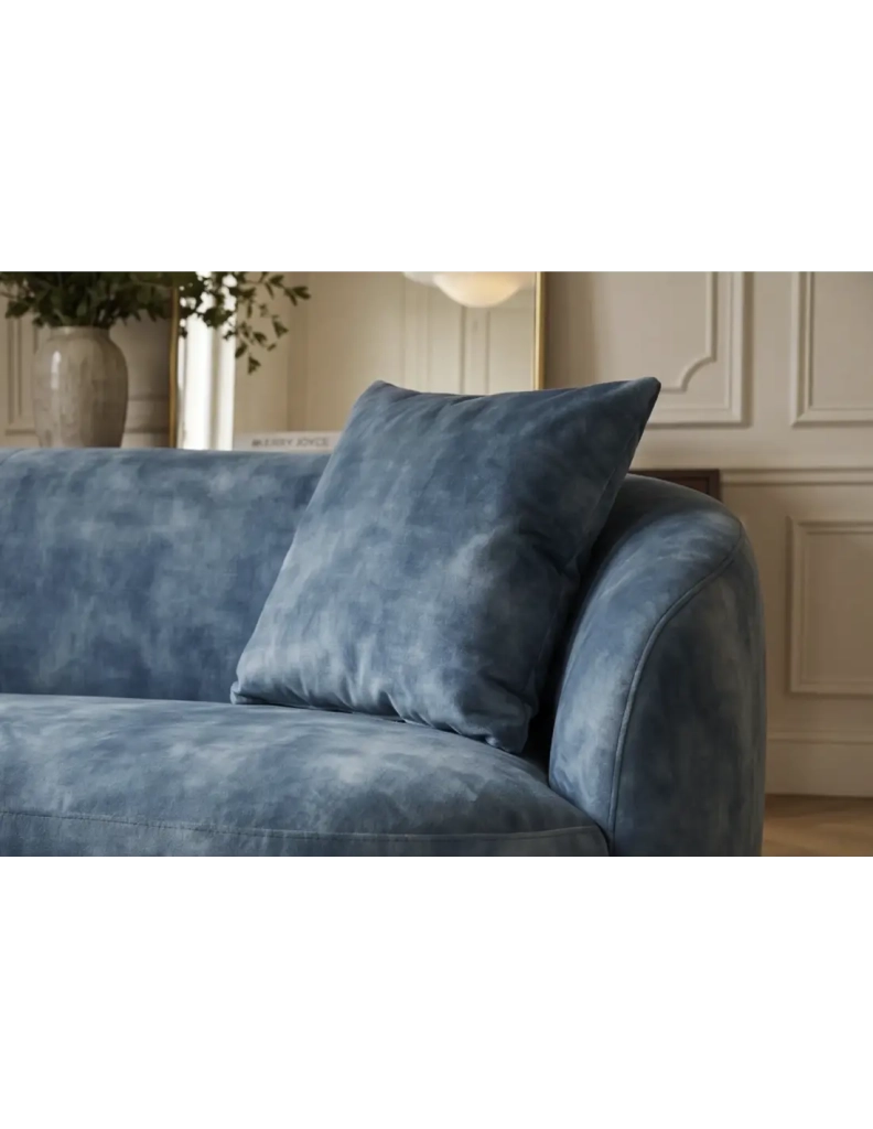 Divano dritto NYJY 2 posti in velluto – Blu – 178 x 67 x 70 cm