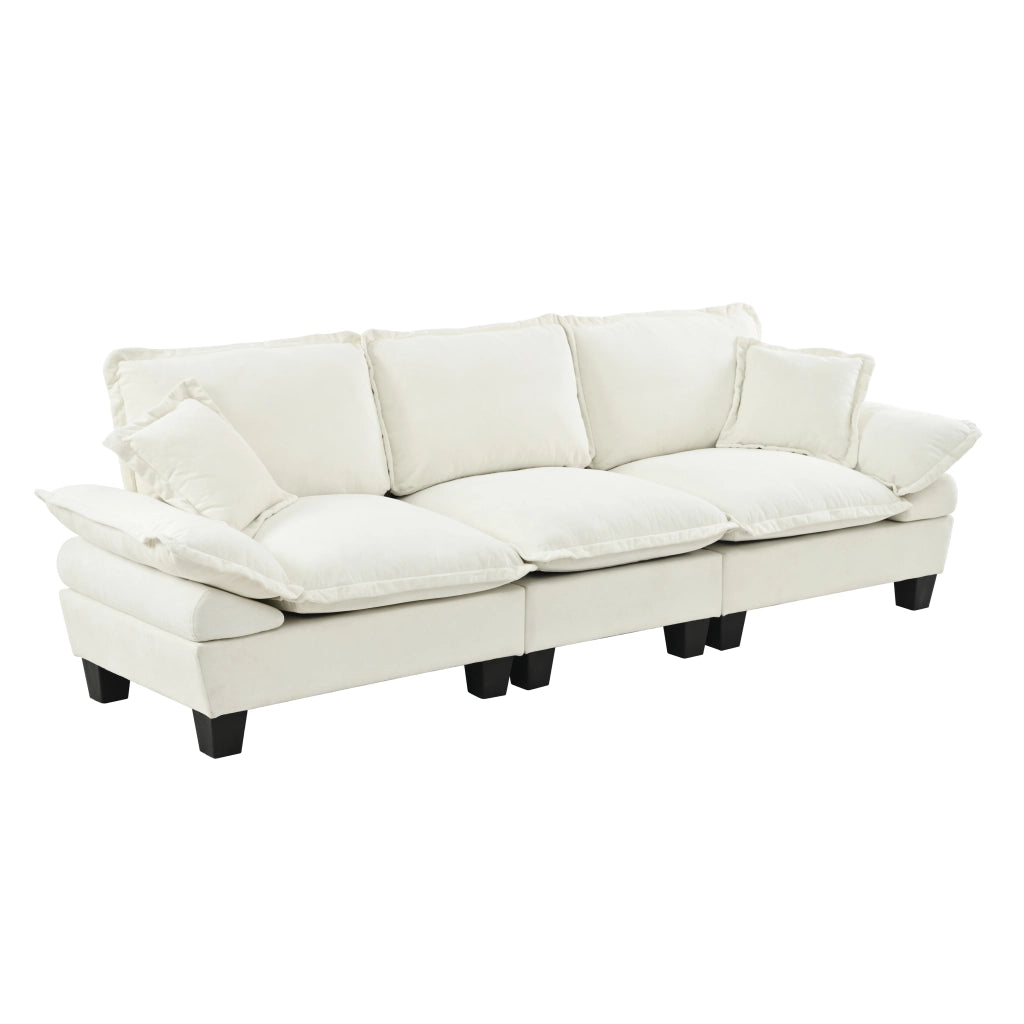 Divano 3 Posti in Chenille con Braccioli Curvi ¨C MINIMAL ¨C Beige
