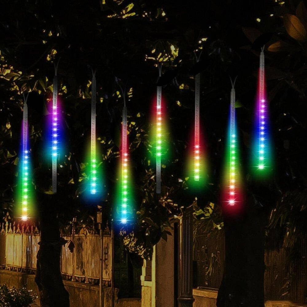 Trade Shop - Luci Di Natale Da Esterno Natalizie Led Effetto Pioggia Stella Cadente Multicolor -
