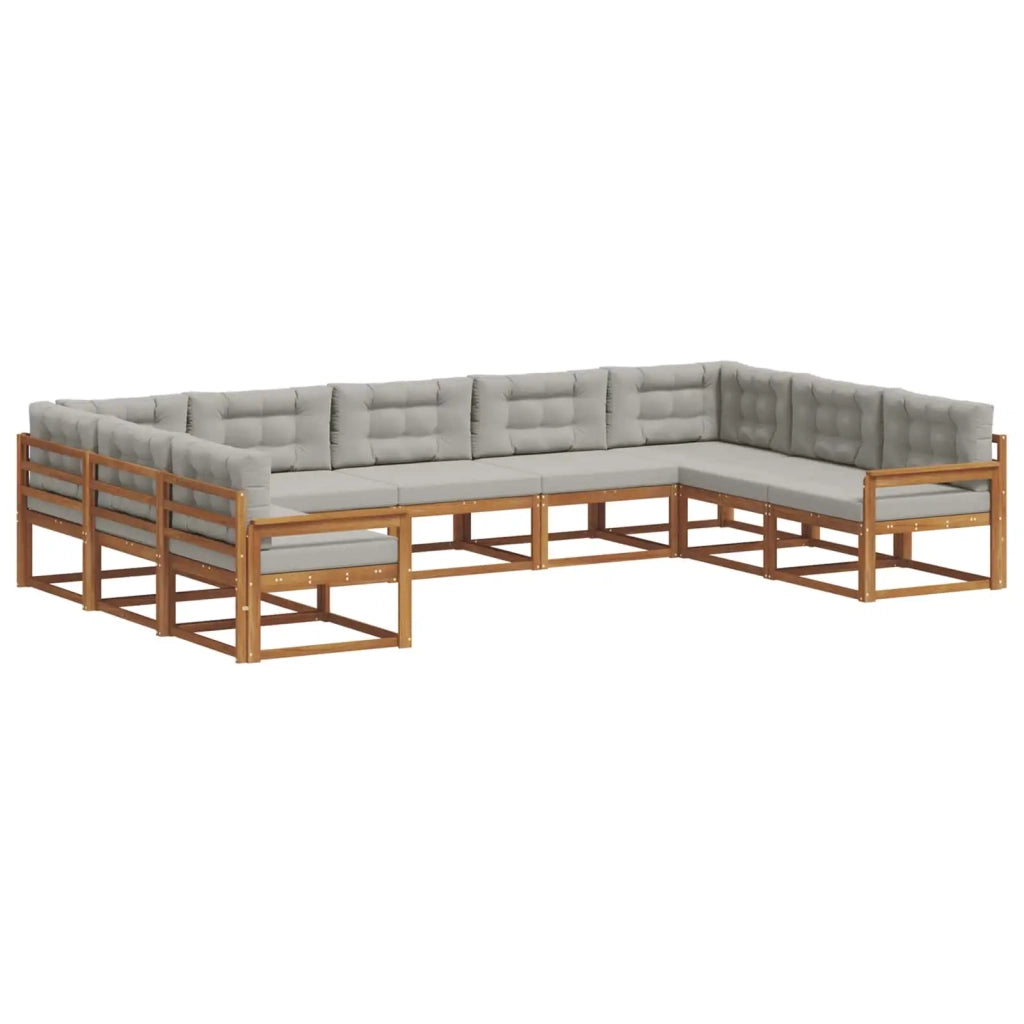 Set di divani da esterno 9 pcs Grigio Naturale e Chiaro 3368159
