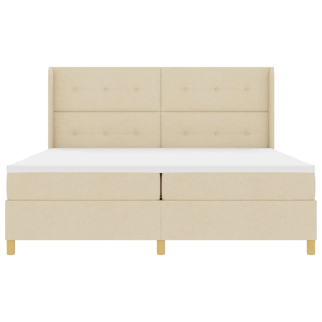 Letto a molle con strisce LED Crema 200 x 200 cm Tessuto 3343719