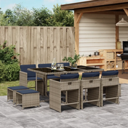 Set da pranzo da giardino da 11 pz con Cuscini in Polyrattan Grigio 3277920