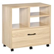Cassettiera Mobile con Ruote Porta Stampante ¨C Xylo ¨C 5 Ruote, Cassetto e Ripiano, Legno, 77x40x73cm