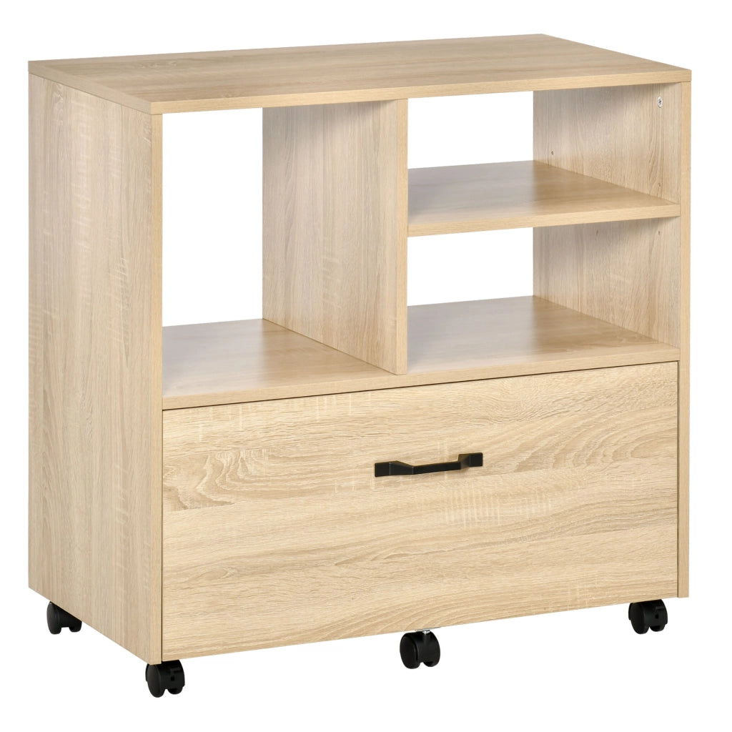Cassettiera Mobile con Ruote Porta Stampante ¨C Xylo ¨C 5 Ruote, Cassetto e Ripiano, Legno, 77x40x73cm