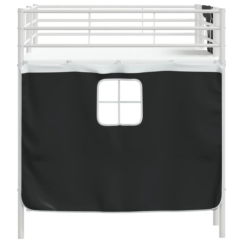 Struttura del Letto Loft per Bambini con Tendine-Giroletto per bambini Bianco e Nero 464606