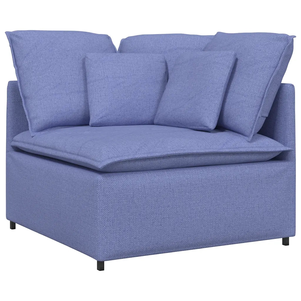 Divano Modulare con Cuscini in Tessuto Jeans Blu 3321277
