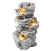 Fontana da giardino a cascata 6 livelli ¨C Minimal ¨C resina effetto pietra grigia 33x27x53 cm