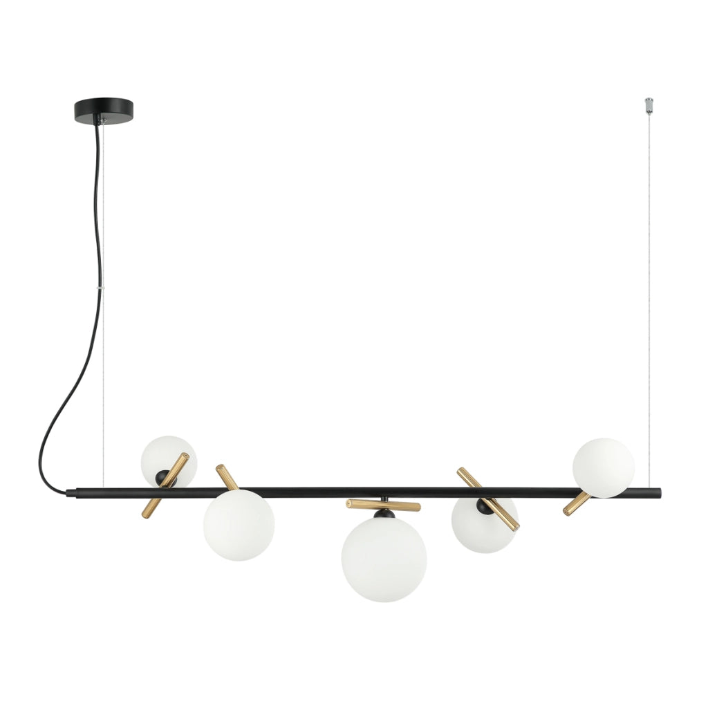 Lampada sospesa moderna nero oro 5 sfere G9 Italux