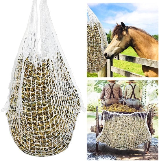 Pensile per Fieno 2x Lento - Fieniera per Cavallo - Spaziatura 3 cm - Bianco - 120 x 90 cm
