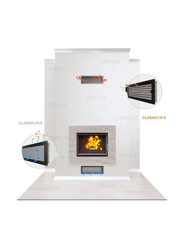 Griglia di ventilazione per camino Nera- Classic 17x30