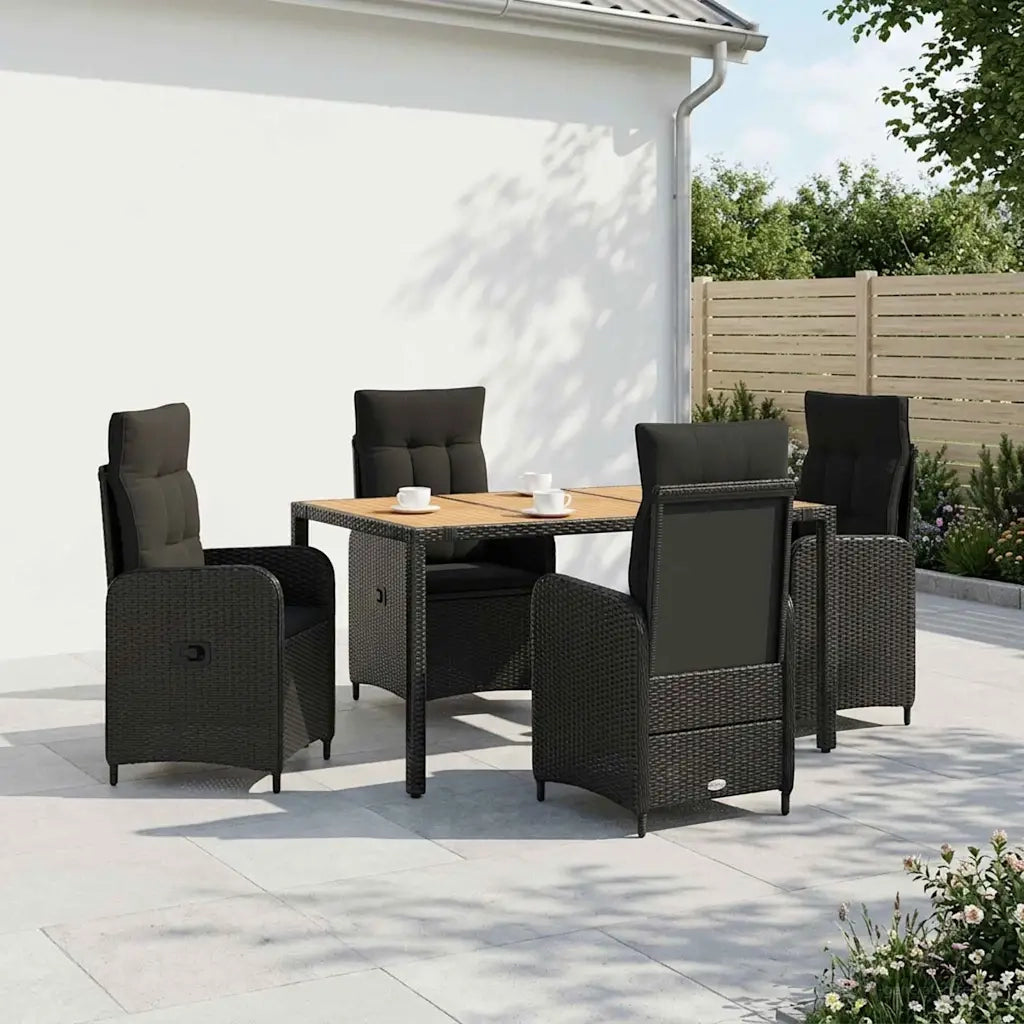 Set da pranzo per esterni 5 pz Nero 3422268