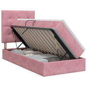 Letto con contenitore e materasso Rosa 90 x 190 cm Velluto 3459662