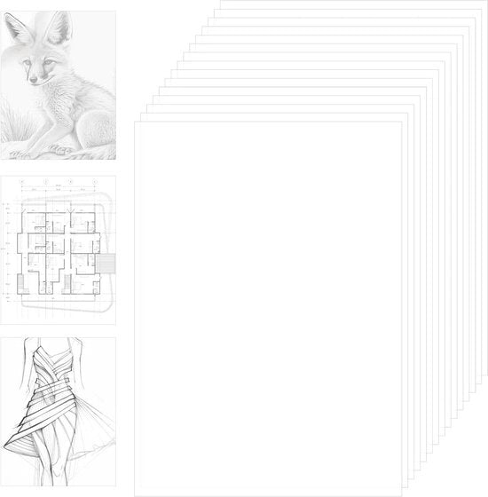 Papier A4 trasparente - fogli di carta di riso cinese - stampa - disegno - grafica - schizzi di architettura - sovrapposizione - copia - calligrafia inchiostro - pittura - 100 pezzi - compatibile con stampanti - bianco