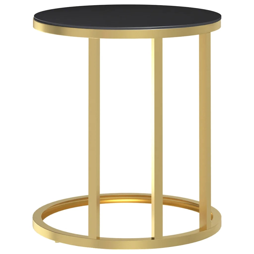 Tavolino Oro e Nero 45 cm in Vetro Temperato 331662