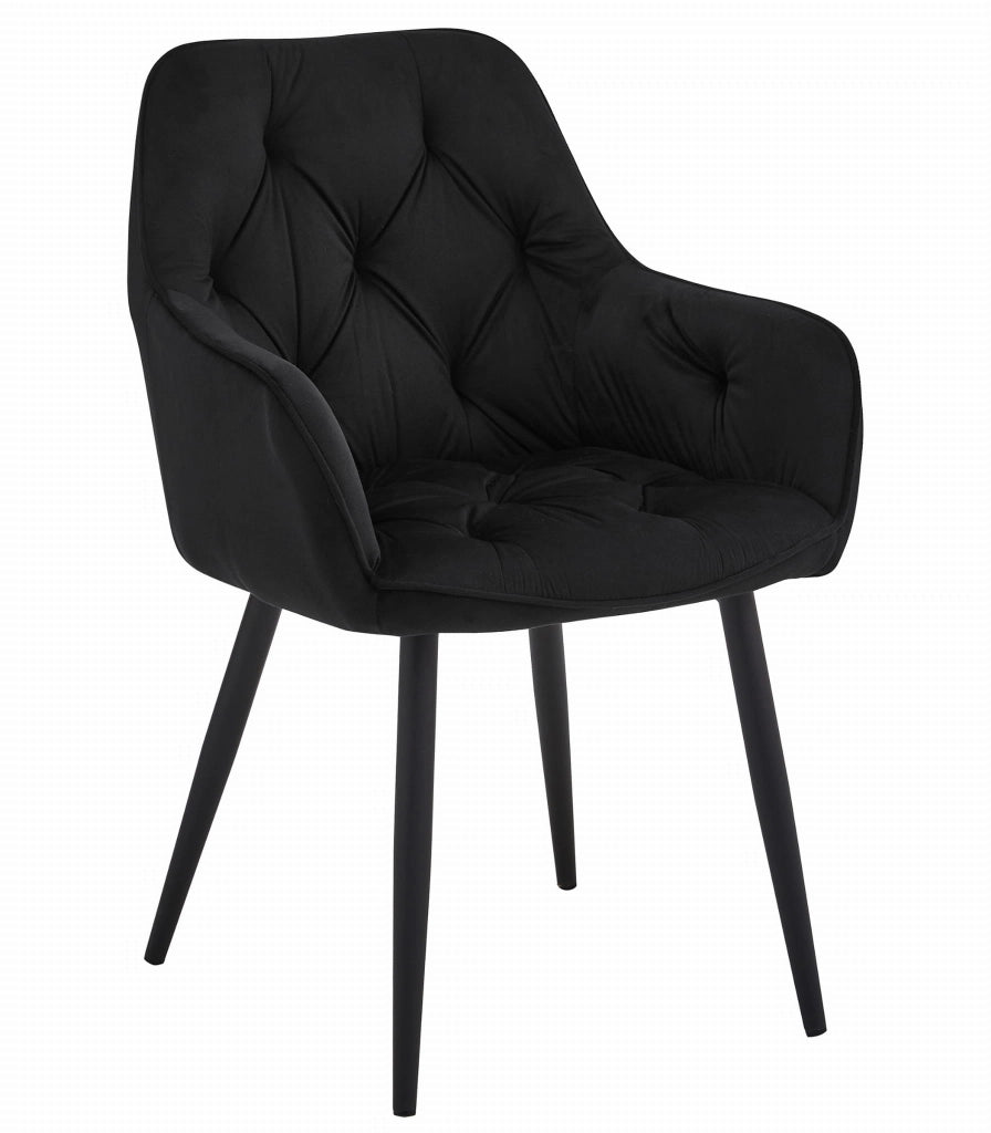 Sedia da pranzo Valora LUKK - Velluto nero con gambe nere x1