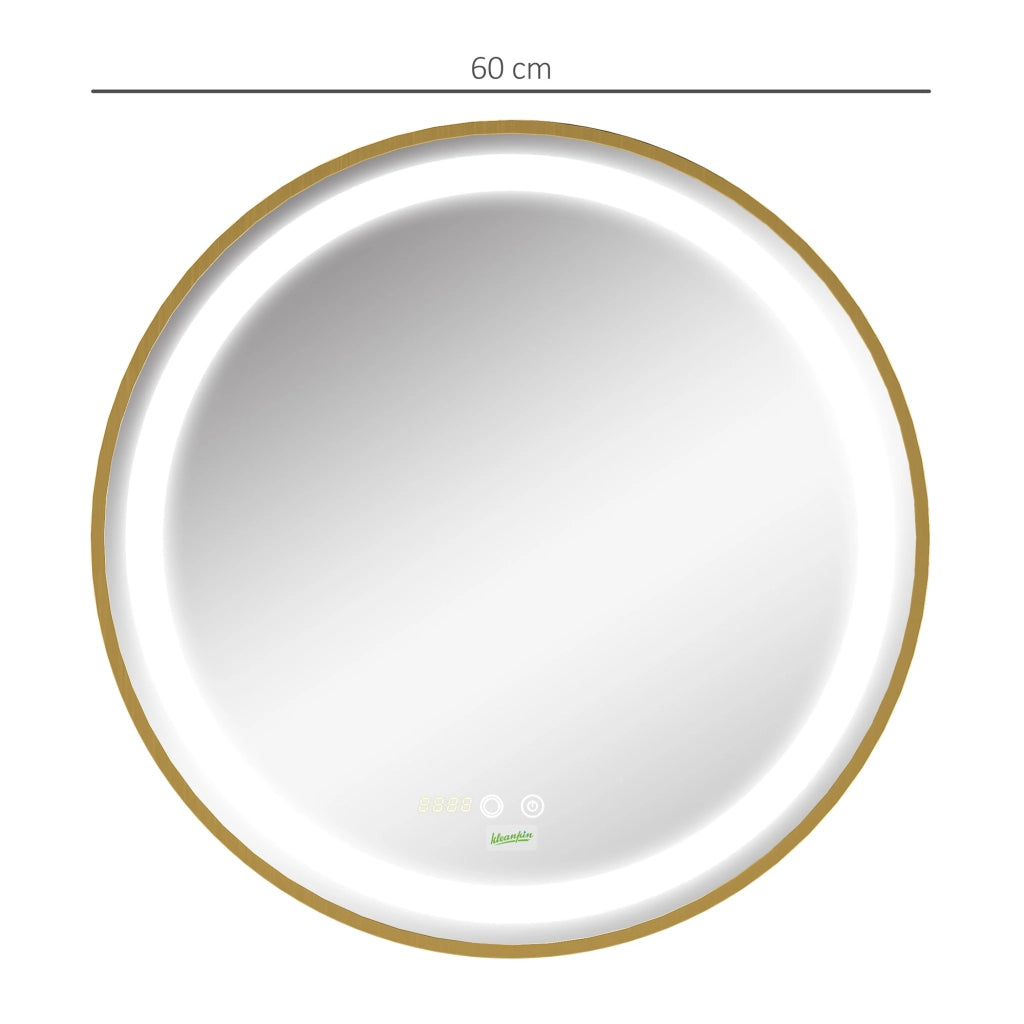 Specchio da Bagno con Luce LED Tattile Regolabile ¨C Xylo ¨C ?60cm Dorato