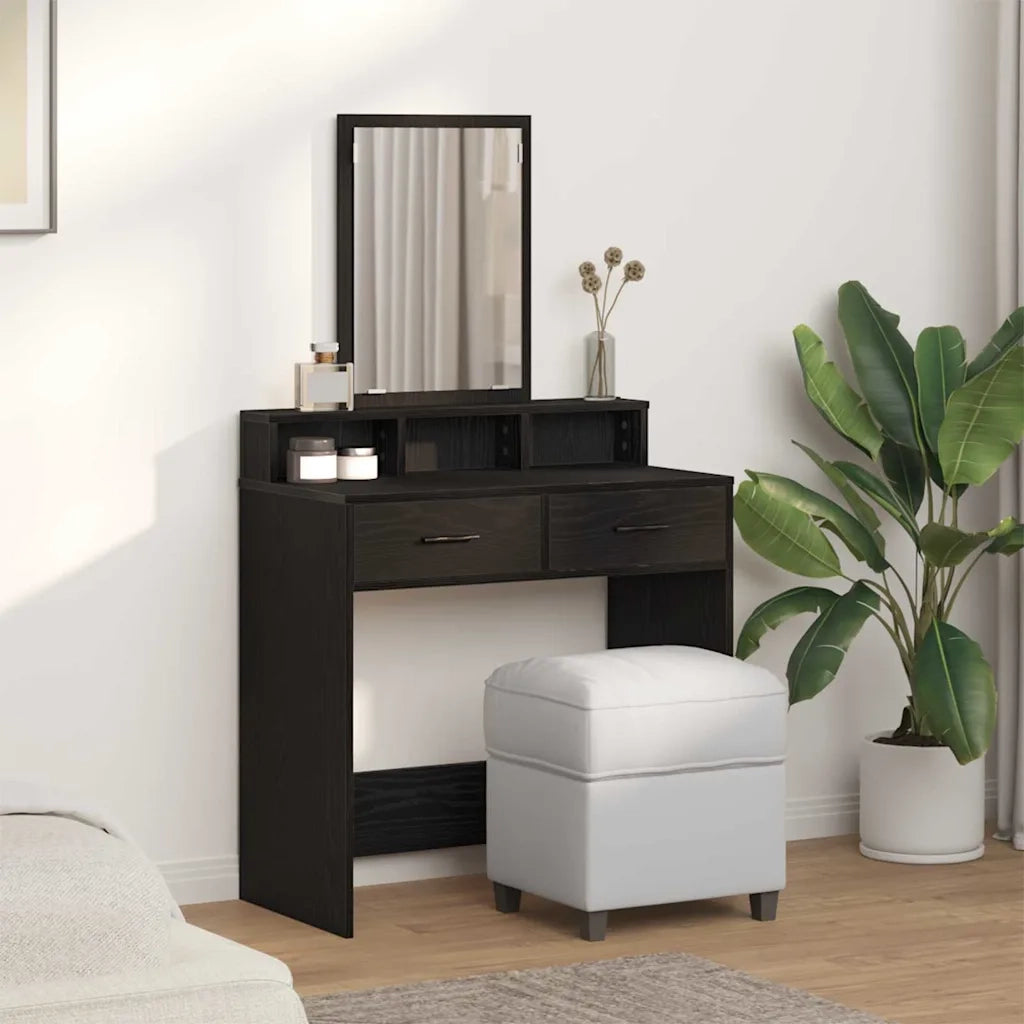 Toeletta | Tavolo da Trucco Rovere Nero 79 x 41 x 140 cm Legno multistrato
