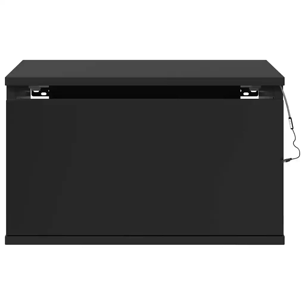 Comodino a Parete con Luci LED Nero 836828