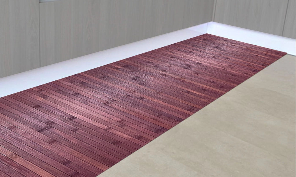 Tappeto Passatoia In Vero Bamboo Tappeto Cucina Ingresso In Legno Antiscivolo Aderente Lavabile E Antimacchia Tagliabile  - Viola - 50x300 cm
