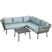 Set Giardino Polyrattan 4 Posti con Cuscini ¨C Minimal ¨C Grigio