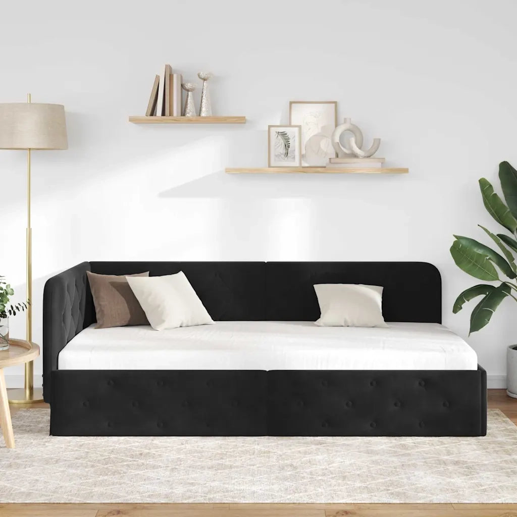 Cornice del letto ad angolo Nero 100 x 200 cm Velluto 42016548