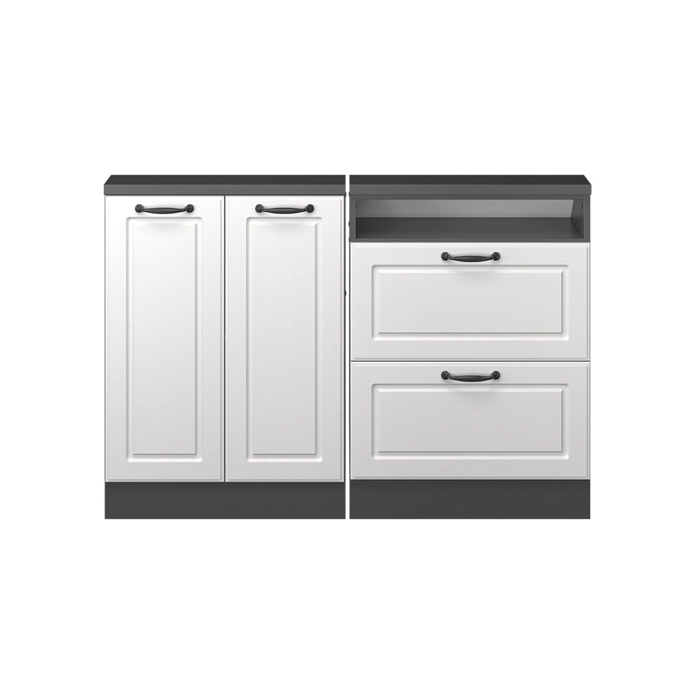 Set di mobili sottotetto Rion Bianco rustico/Antracite Set di 2 Vicco