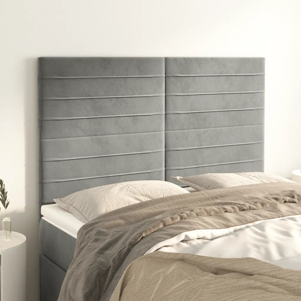Testiera | Testata Grigio Chiaro 144x5x118/128 cm Velluto