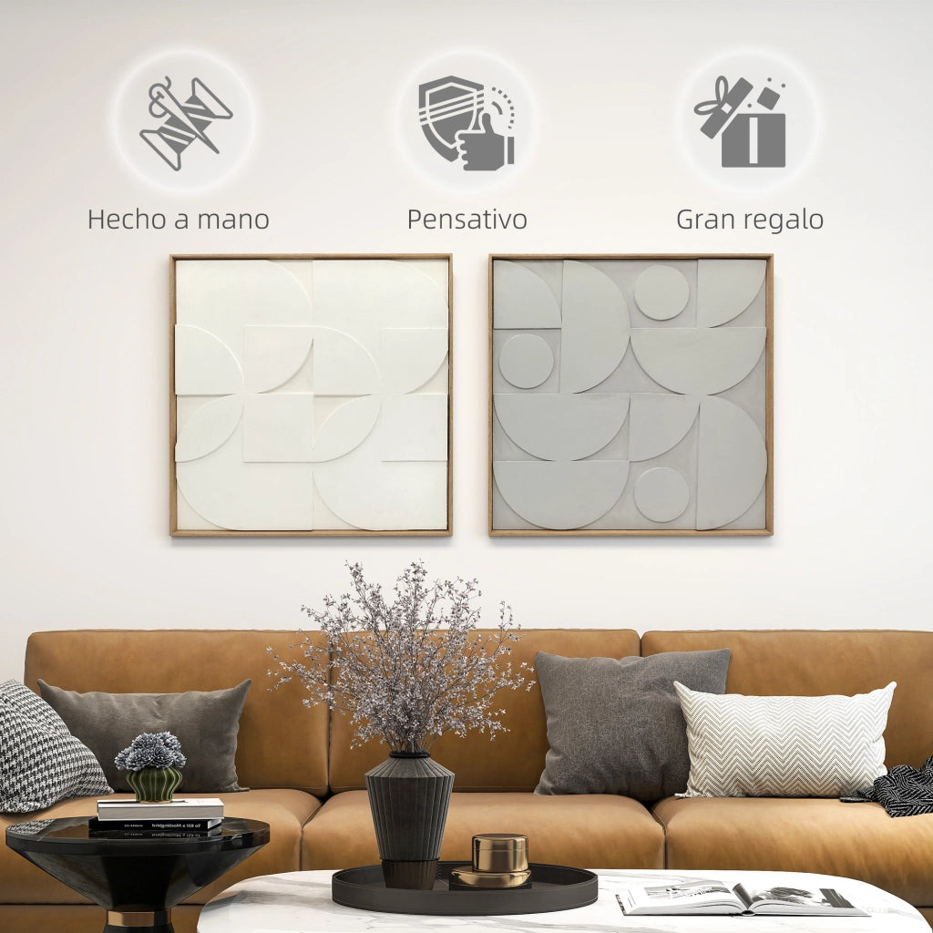 Decorazione Parete 3D in Legno ¨C Minimal ¨C Bianco 2 Pezzi