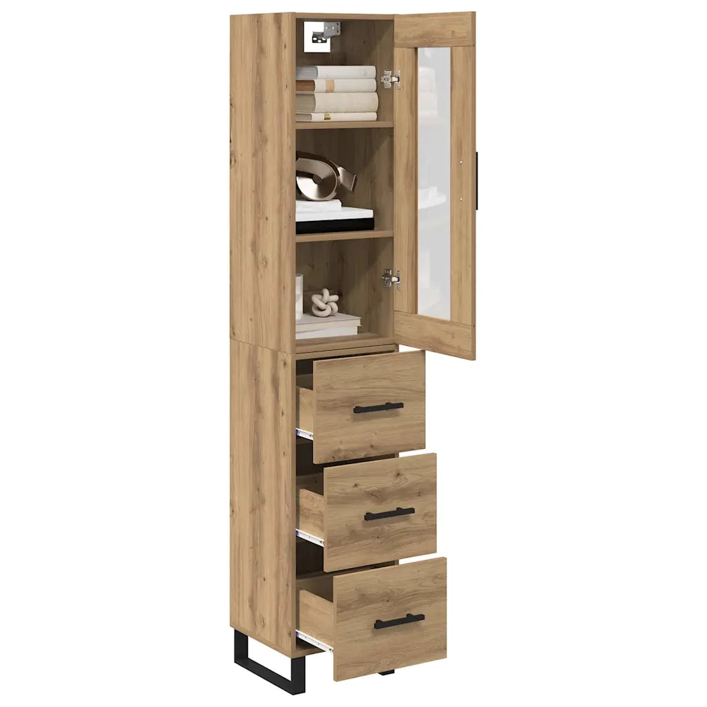 Credenza con Cassetto-Buffet-Armadio da cucina Rovere artigianale 69,5 x 34 x 180 cm 863660