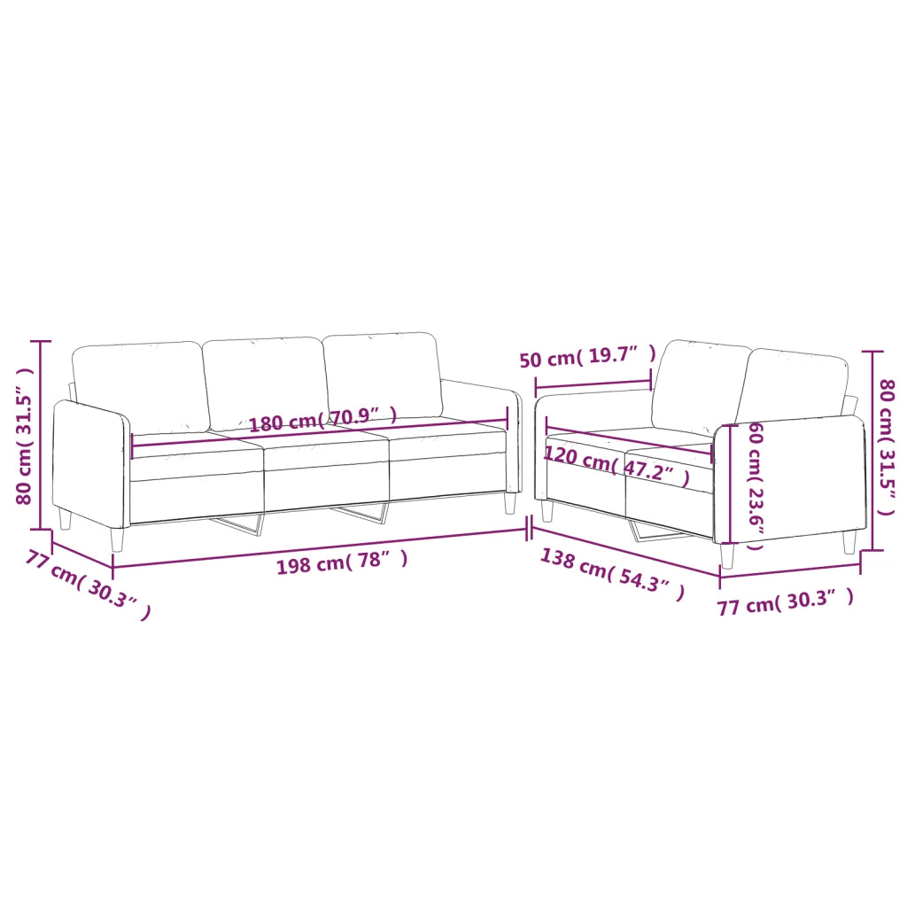 Set di Divani 2 pz con Cuscini Grigio Chiaro in Tessuto 3202118