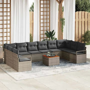 Set Divano da Giardino con cuscino 11 pcs Grigio polyrattan