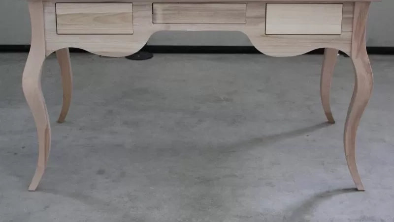 scrivania 3 cassetti sagomata legno grezzo 150x75x80 - Mobili 2G