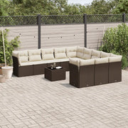 Set Divani da Giardino 12 pz con Cuscini Marrone in Polyrattan 3250262