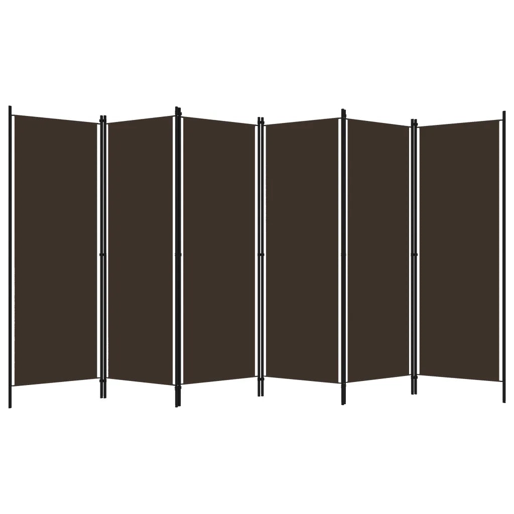 Divisorio Ambienti | Divider per stanze | Paravento a 6 Pannelli Marrone 300x180 cm