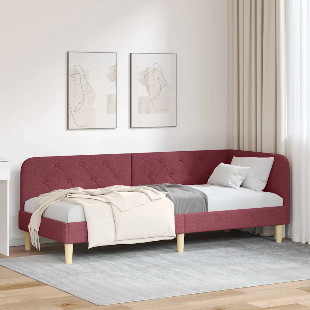 Cornice del letto ad angolo Rosso Vino 80 x 200 cm Tessuto 42016556