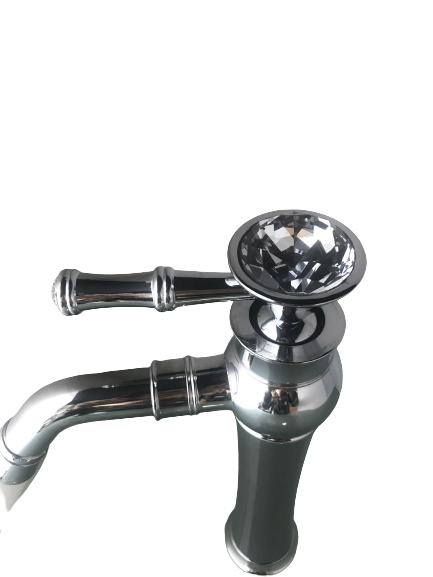 Rubinetto miscelatore joystick per bagno o cucina, vintage con cristalli