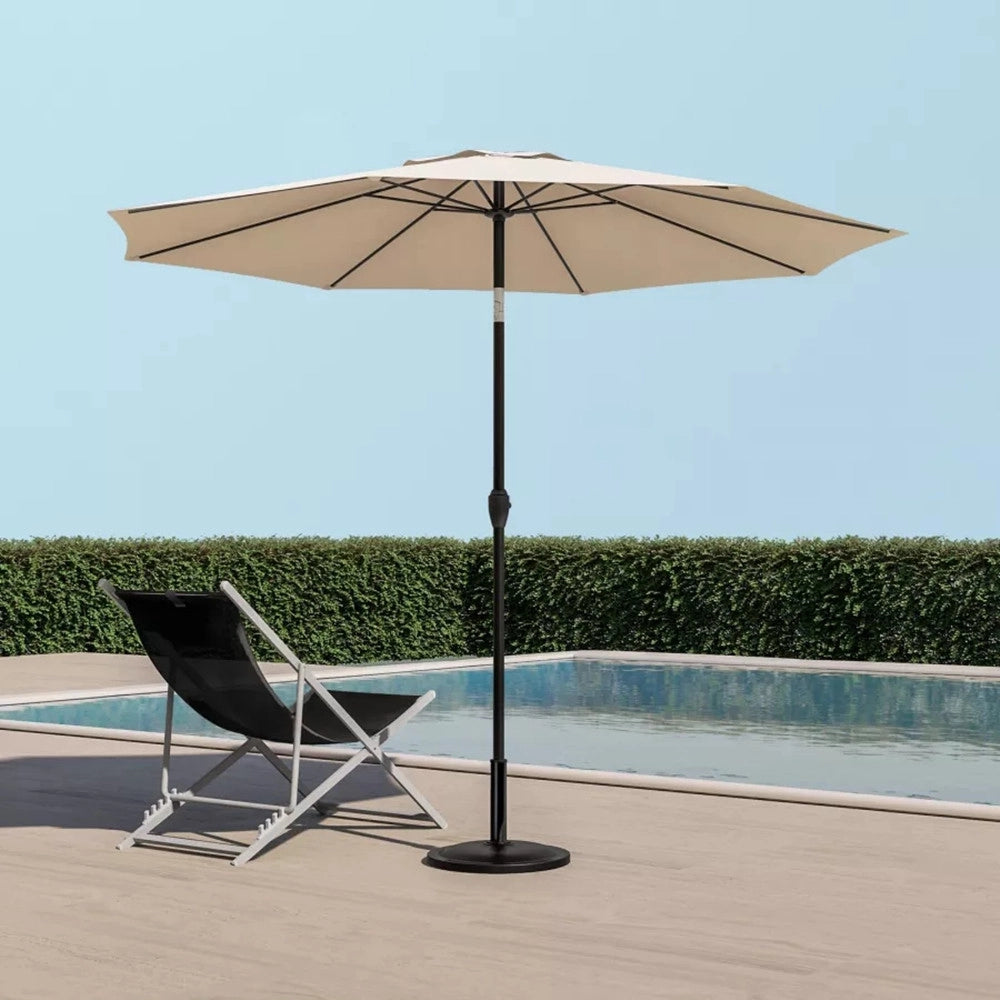 Trade Shop - Ombrellone Da Giardino Gazebo Ombrello Parasole 236xø270cm Beige Con Manovella 206424 -