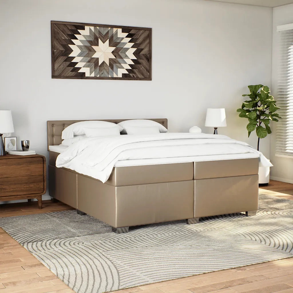 Giroletto a Molle con Materasso Cappuccino 200x200cm Similpelle 3288439