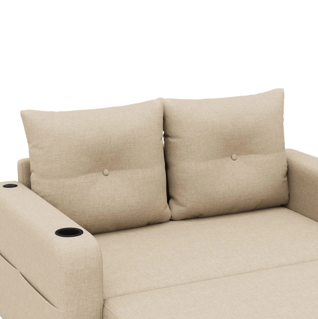 Divano letto 3 in 1 con porta bicchieri; USB e Type-C; 131x81x94 cm; beige