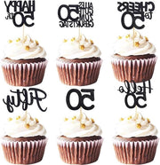 Set di decorazioni per cupcake per compleanni (50 pezzi) in tema nero
