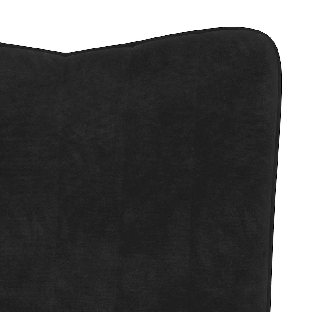 Poltrona Relax con Sgabello Nero in Velluto 327694