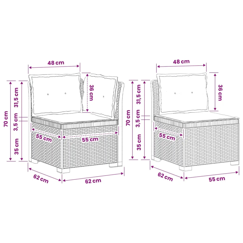 Divano 7 Posti da Giardino con Cuscini Aspetto Rattan PP 3444158