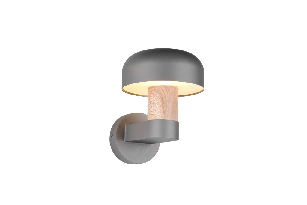 Applique da esterno, alluminio, antracite e legno, H 25 cm, Fraser