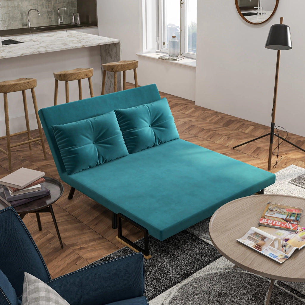 Divano letto 2 posti con cuscini e schienale regolabile ¨C zephmum ¨C velluto verde